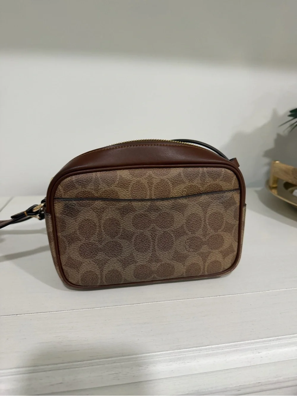 Coach Mini Crossbody in Signature Brown and Dark Brown